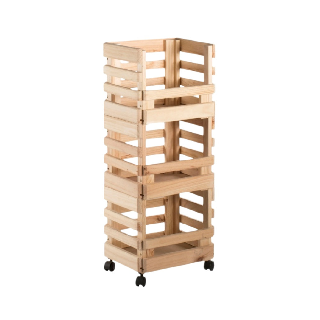 Étagère de rangement pour cuisine en bois naturel - 30 x 30 x 90