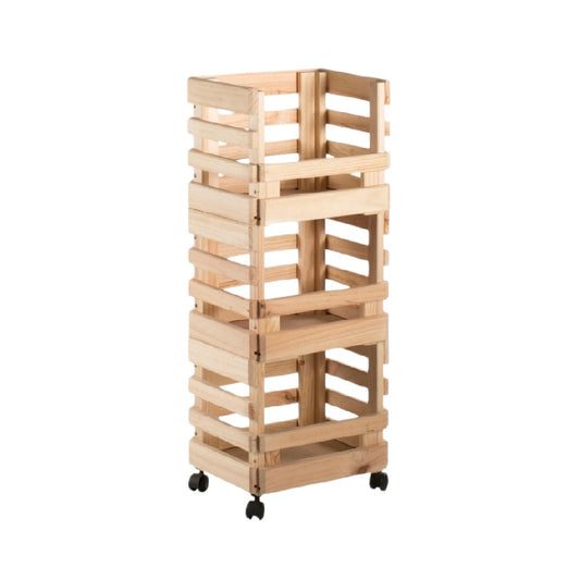 Étagère de rangement pour cuisine en bois naturel - 30 x 30 x 90